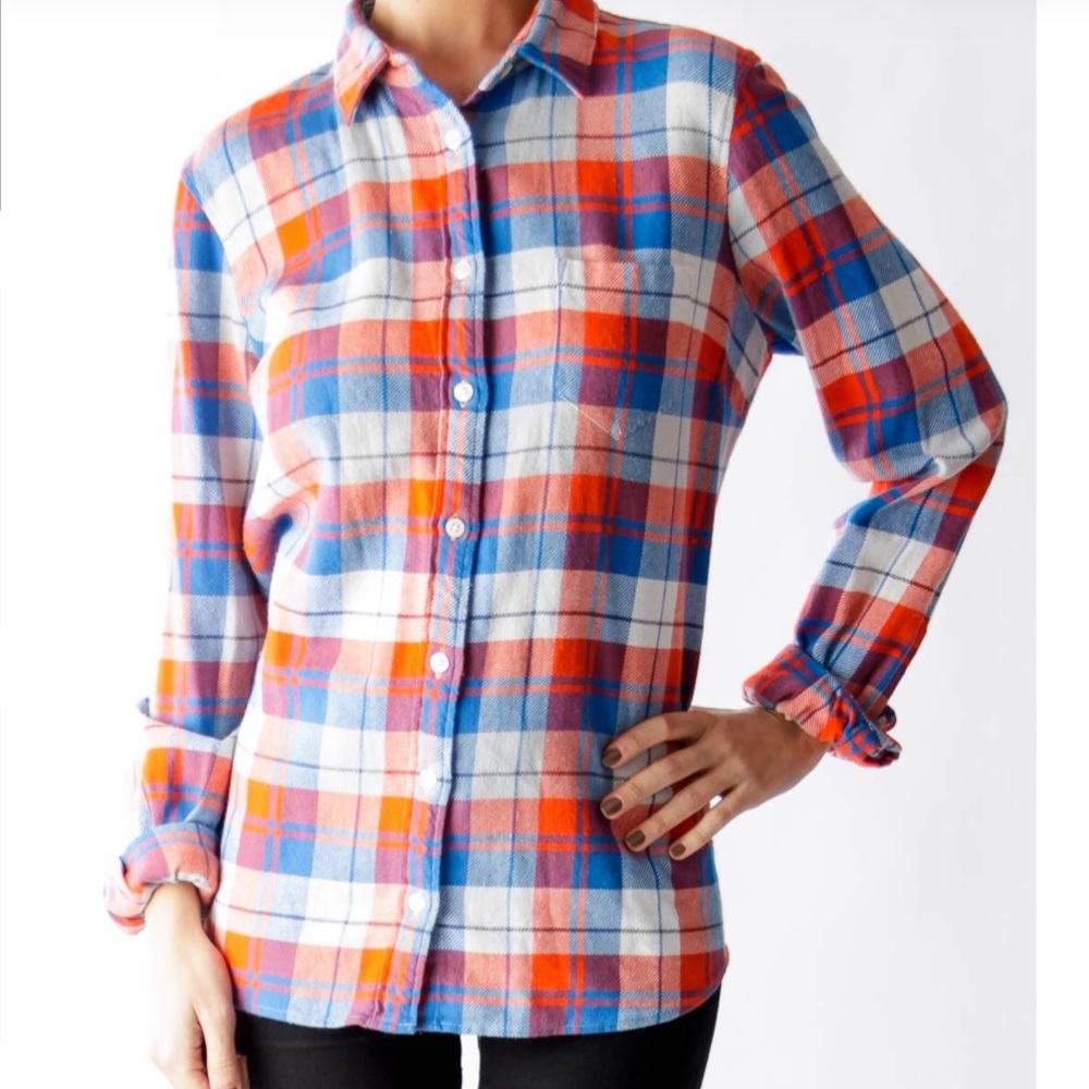 J Crew Factory plaid flannel button down